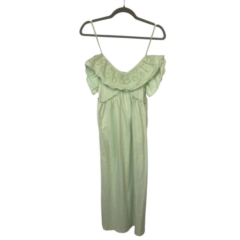 Zara Mint Green Ruffled Eyelet Sundress V Neck